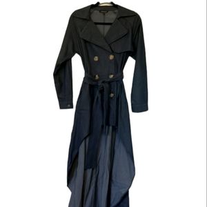 ✨️High Low Blue Denim Belted Trench Coat Jacket ✨️